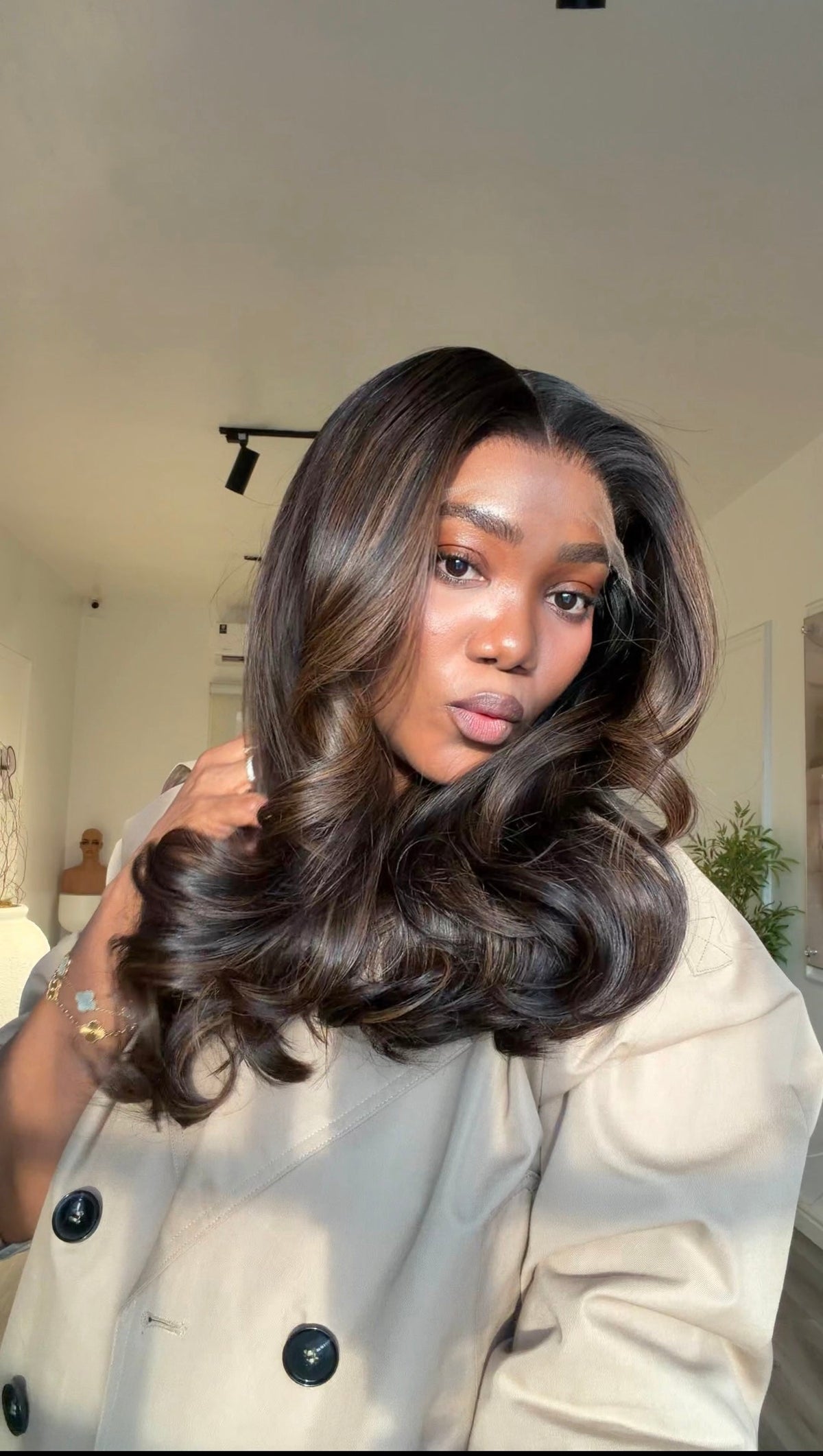 Brown Sugar Noir | Perruque ondulée brute 18 pouces | Closure HD 6x6 400g