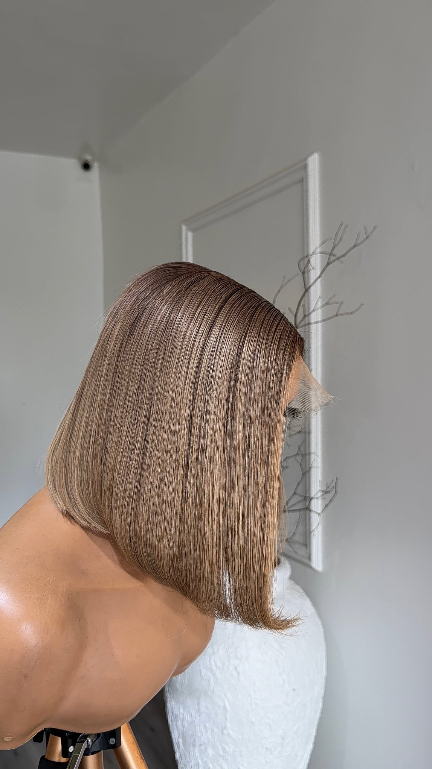 Beige blonde bob