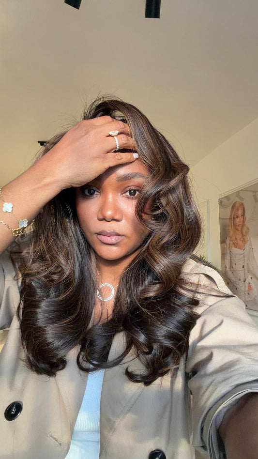 Brown Sugar Noir | Perruque ondulée brute 18 pouces | Closure HD 6x6 400g
