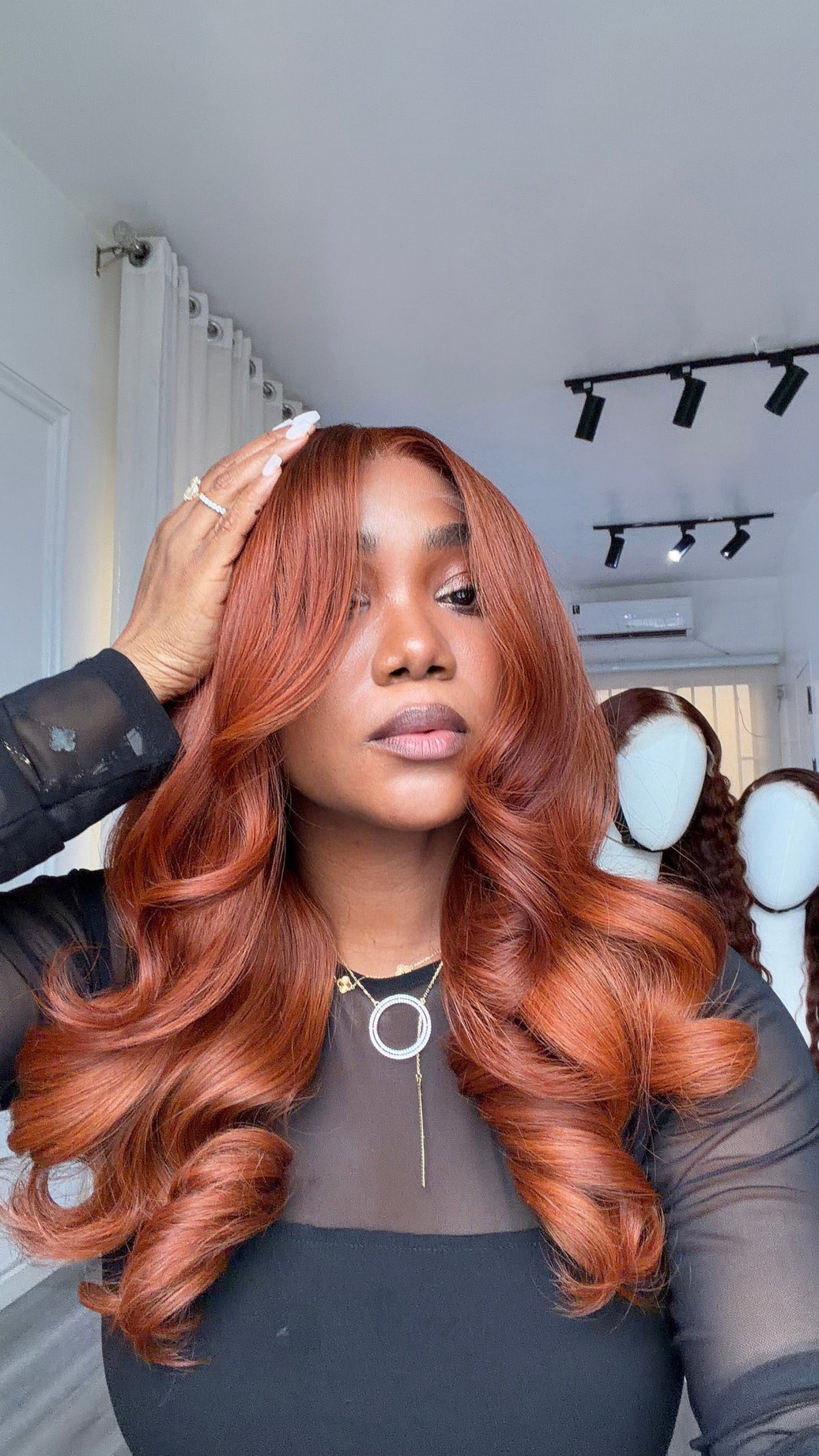 Rich Auburn Wavy Wig | 18 Inch 400g | 6x6 HD Lace Closure | Sandra Jon Wigs