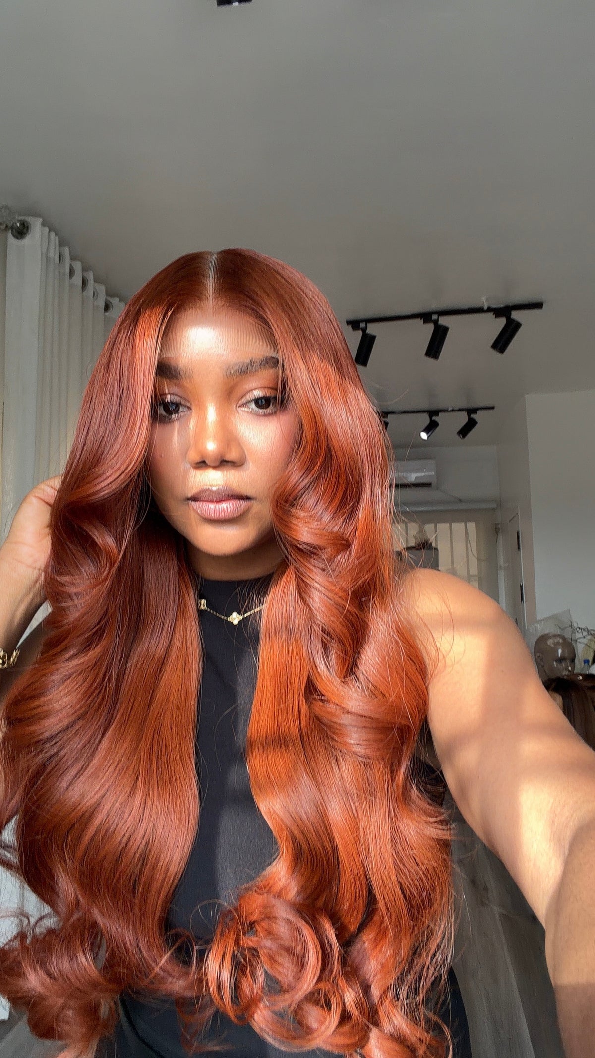 Perruque en cheveux humains naturels, auburn riche | Closure HD 6x6 | 26 pouces