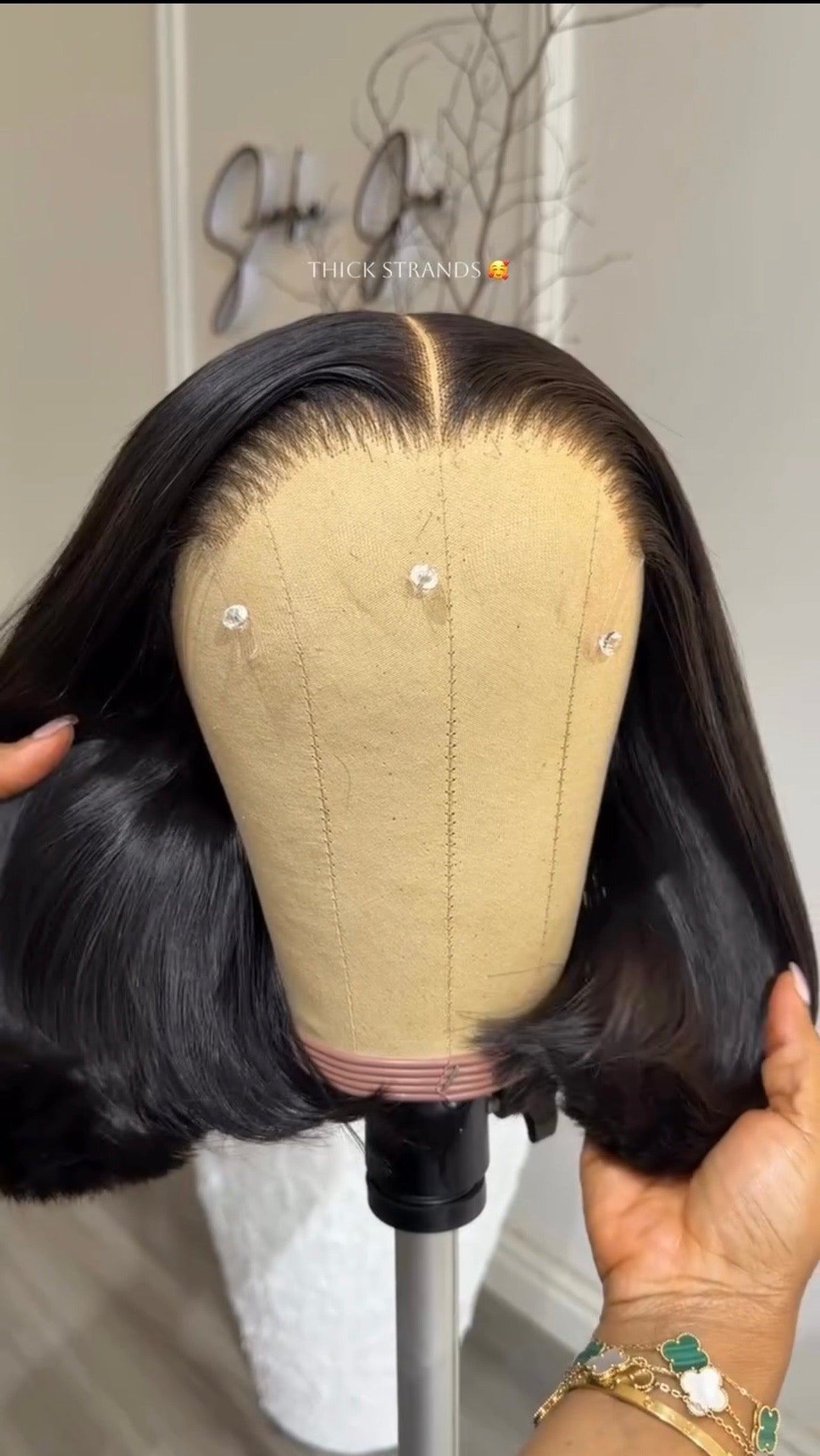 Thick Strands Black Bob Wig – 250g Human Hair Wig| 10 & 12 inches| 6x6 HD Lace Closure